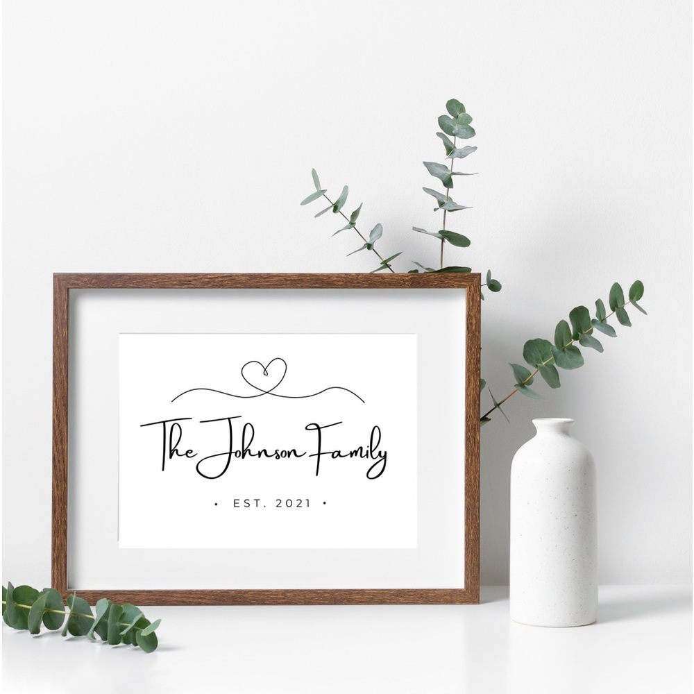 Personalized Family Name Sign, Last Name Sign, Established Sign - white